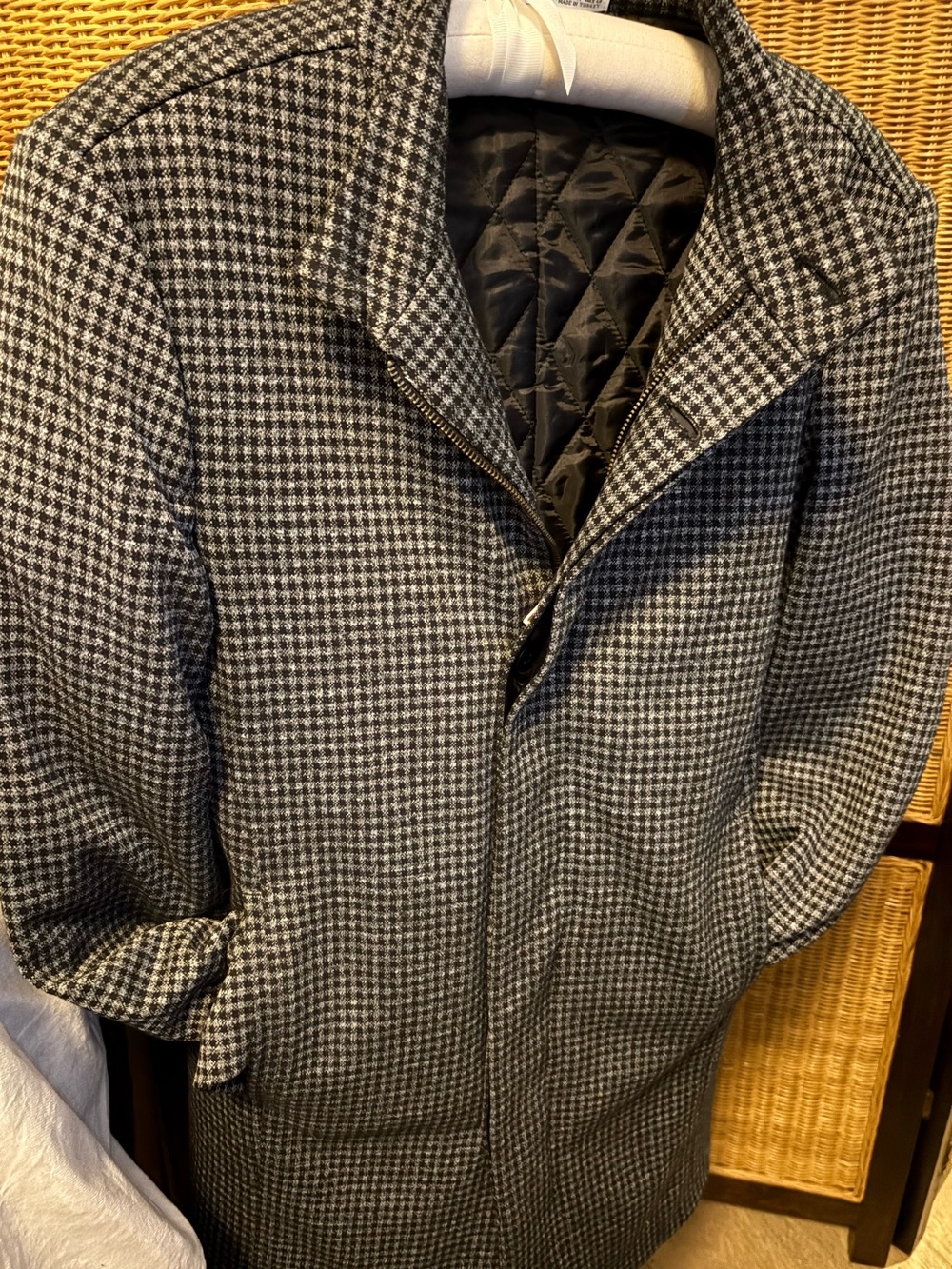 Zara Men’s Houndstooth Blazer Black White Contrast Trim Size M